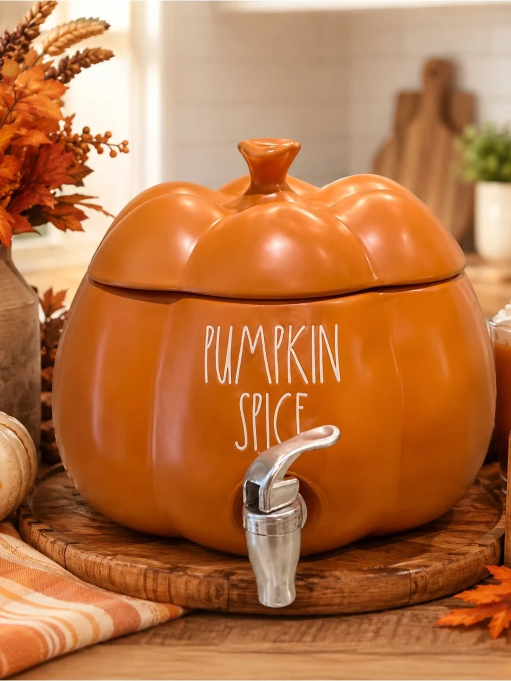 NEW Rae Dunn Pumpkin Spice Pumpkin Beverage Dispenser | Fall Drink Server | Cera